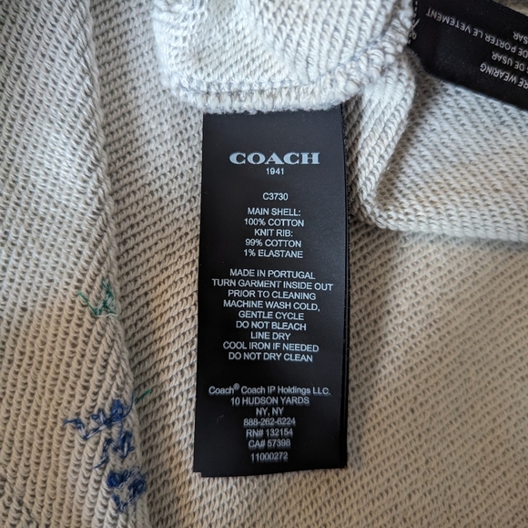 Coach Hand Drawn Embroidered Hoodie Gray Men's Size XXL Made in Portugal - Picture 4 of 13